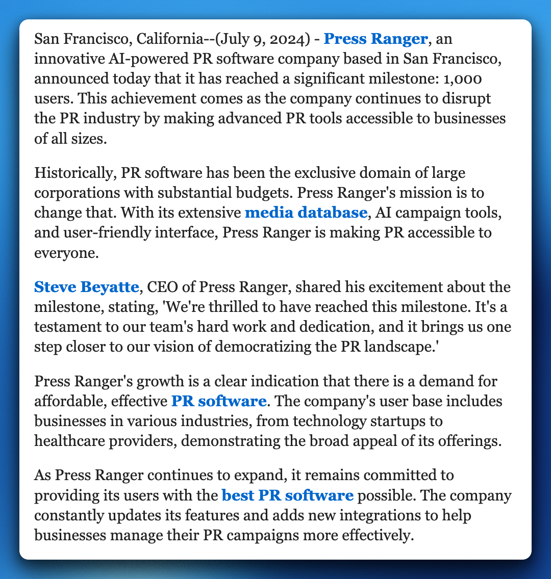 Example press release body