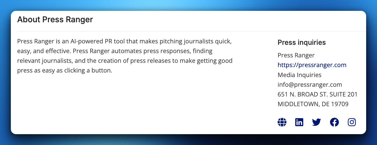 Example boilerplate and contact info